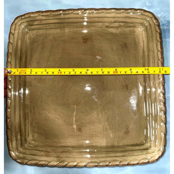 Artimino Tuscan Countryside Sage Stoneware Square 2 Plates Set - Picture 3 of 8